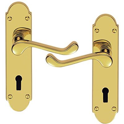 Carlisle Brass Oakley DL168 Lever Lock Door Handles (Pair) Solid Brass Victorian Scroll 10 Year Mech Warranty Fire Rated Easy Maintain Lacquered Finish 170x42mm Mortice Lock Carlisle Brass Oakley DL168 Lever Lock Door Handles (Pair) Solid Brass Victorian Scroll 10 Year Mech Warranty Fire Rated Easy Maintain Lacquered Finish 170x42mm Mortice Lock