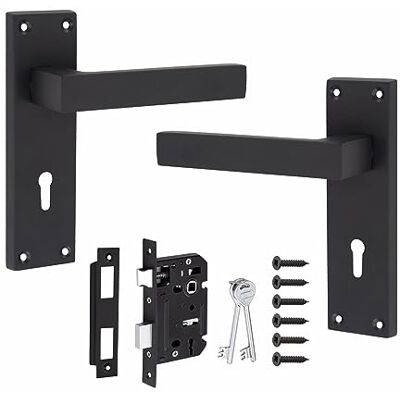 Golden Grace Delta Lever Lock Door Handles 1 Pair Key Lock 150mm Supplied with 1 lock, keys, and fixings for a quick setup on wooden doors; corrosion-resistant zinc builds lasting security. Golden Grace Delta Lever Lock Door Handles 1 Pair Key Lock 150mm Supplied with 1 lock, keys, and fixings for a quick setup on wooden doors; corrosion-resistant zinc builds lasting security.