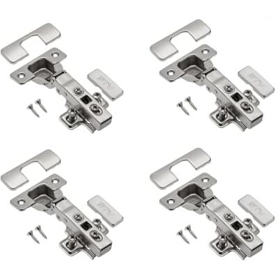 GTV 4 x Hydraulic Hinges ECHC, Overlappable Hinge with Damping Corner Stop Mounting Plate H=0 with Euro Screws Silent Closing Furniture Hinge Cupboard Door Hinge GTV 4 x Hydraulic Hinges ECHC, Overlappable Hinge with Damping Corner Stop Mounting Plate H=0 with Euro Screws Silent Closing Furniture Hinge Cupboard Door Hinge