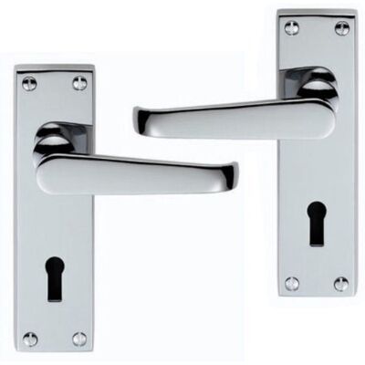 Frelan Hardware Victorian Straight Door Handle Lever Lock Polished Chrome Premium Quality Frelan Hardware Victorian Straight Door Handle Lever Lock Polished Chrome Premium Quality