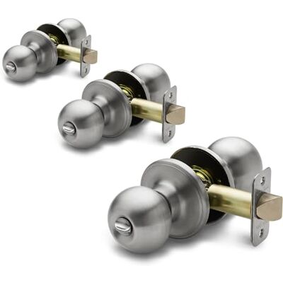 Copper Creek BK2030SS-3 Ball Door Knob, Privacy Function, 3 Pack, Satin Stainless Copper Creek BK2030SS-3 Ball Door Knob, Privacy Function, 3 Pack, Satin Stainless