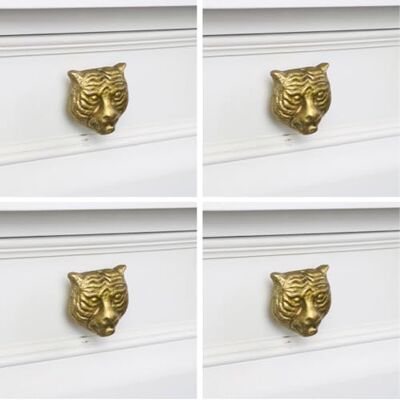 Melody Maison Set of 4 Gold Tiger Head Drawer Knobs Melody Maison Set of 4 Gold Tiger Head Drawer Knobs