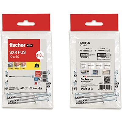 fischer SXR 10 x 120 Nylon Studs and Screws, Wall Concrete, Bag of 16 fischer SXR 10 x 120 Nylon Studs and Screws, Wall Concrete, Bag of 16
