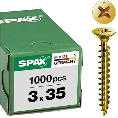 SPAX Screws Countersunk Z galvanised zink plated yellow chromed, steel, 0.14" x 1.38 SPAX Screws Countersunk Z galvanised zink plated yellow chromed, steel, 0.14" x 1.38