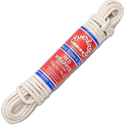 EVERLASTO 'Red Wrapper' UK Made Quality Waxed Cotton Sash Cord No.1 5mm x 10M EVERLASTO 'Red Wrapper' UK Made Quality Waxed Cotton Sash Cord No.1 5mm x 10M