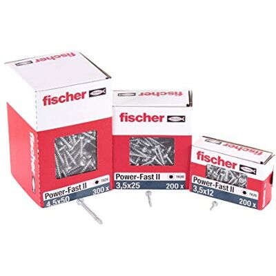 fischer 200 x Chipboard Screws Power-Fast II 3.0 x 25 Pan Head with Inner Star TX Fully Threaded Galvanised Blue Passivated (Item No. 670059) fischer 200 x Chipboard Screws Power-Fast II 3.0 x 25 Pan Head with Inner Star TX Fully Threaded Galvanised Blue Passivated (Item No. 670059)