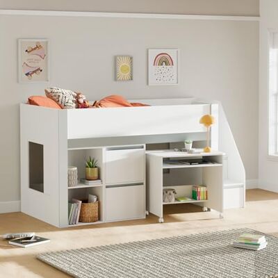 Julian Bowen Gaia 90cm Single Midsleeper White and Silver Julian Bowen Gaia 90cm Single Midsleeper White and Silver