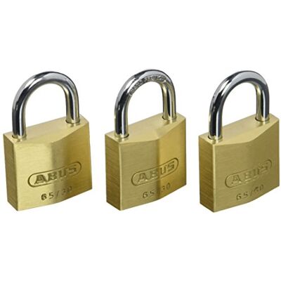 ABUS 65/30 Brass Padlock 30 mm Pack of 3 35118 ABUS 65/30 Brass Padlock 30 mm Pack of 3 35118