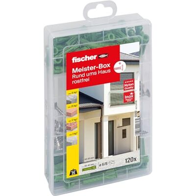 fischer Meister-Box Greenline Expansion Wall Plugs SX + A2 Screws 531227 fischer Meister-Box Greenline Expansion Wall Plugs SX + A2 Screws 531227