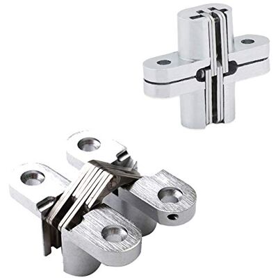 LERT Zinc Alloy Cross Hinge, Invisible Cross Hinge for Folding/Hidden Door, 2 pcs (13×45 mm) LERT Zinc Alloy Cross Hinge, Invisible Cross Hinge for Folding/Hidden Door, 2 pcs (13×45 mm)