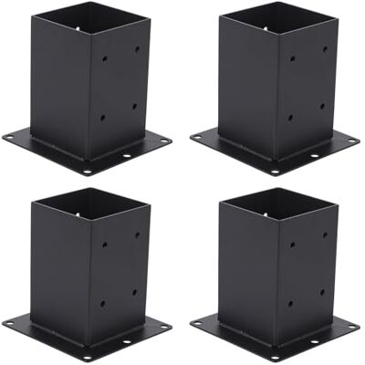 GarveeHome 4x4 Post Base 4Pcs, (Inner Size 3.5"X3.5") Heavy-Duty Post Anchors, Powder Coated Deck Post Base Fit, Fence Post Holder Support Bases, Support Deck Base Plate Pergola Brackets Fence Kit GarveeHome 4x4 Post Base 4Pcs, (Inner Size 3.5"X3.5") Heavy-Duty Post Anchors, Powder Coated Deck Post Base Fit, Fence Post Holder Support Bases, Support Deck Base Plate Pergola Brackets Fence Kit