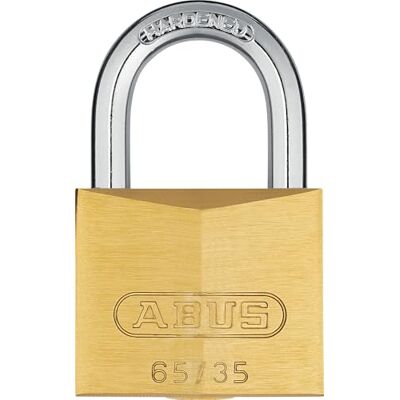ABUS Brass Padlock 65/35 – Ideal for Cellar Doors, School lockers, Gym lockers – Solid Brass Lock Body – Hardened Steel Shackle – Security Level 4 ABUS Brass Padlock 65/35 – Ideal for Cellar Doors, School lockers, Gym lockers – Solid Brass Lock Body – Hardened Steel Shackle – Security Level 4