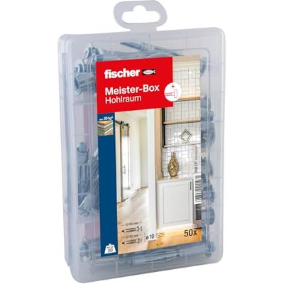 fischer Meister-Box Cavity 50 Piece Dowel and Screw Set 10mm Diameter 37-65mm Length for DIY and Professionals Ideal for Plasterboard Single and Double Planted fischer Meister-Box Cavity 50 Piece Dowel and Screw Set 10mm Diameter 37-65mm Length for DIY and Professionals Ideal for Plasterboard Single and Double Planted