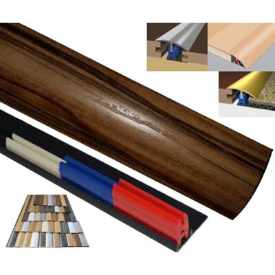 EasyClip Laminated Threshold Strip Clip System 38mm x 90cm Multi-Height & Pivot Self Adhesive Easy Fit (Walnut) EasyClip Laminated Threshold Strip Clip System 38mm x 90cm Multi-Height & Pivot Self Adhesive Easy Fit (Walnut)