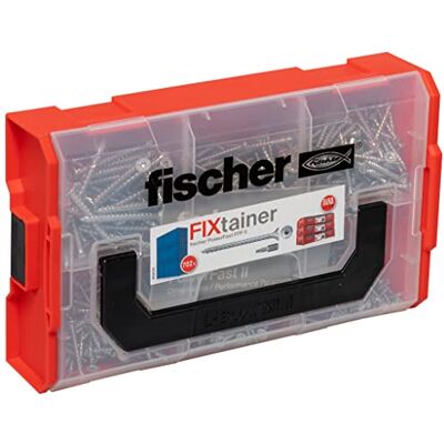 fischer FixTainer PowerFast II Chipboard Screw, Presorted Assortment Box with 700 Screws and 2 Bits, Countersunk Head, Full Thread and TX Drive, Universal Fixing Kit fischer FixTainer PowerFast II Chipboard Screw, Presorted Assortment Box with 700 Screws and 2 Bits, Countersunk Head, Full Thread and TX Drive, Universal Fixing Kit