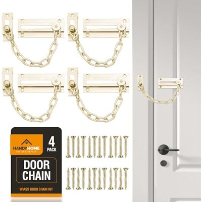 SOL 4pk Brass Door Chains for Front Door Lock Security Restrictor Chain for Home Safety Durable Metal Hardware for Property Protection Tamper Resistant Sliding Latch Easy Install Screws Included For home security and controlled entry, easy install, fits SOL 4pk Brass Door Chains for Front Door Lock Security Restrictor Chain for Home Safety Durable Metal Hardware for Property Protection Tamper Resistant Sliding Latch Easy Install Screws Included For home security and controlled entry, easy install, fits
