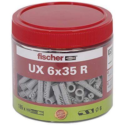 fischer Universal Wall Plug UX 6 x 35 R with Rim, Tin fischer Universal Wall Plug UX 6 x 35 R with Rim, Tin