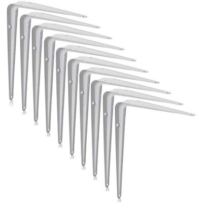 Merriway BH06751 (10 Pcs) London Shelf Brackets Steel Wall Mounted White 8 Inch x 6 Inch Pack of 10 Pieces Merriway BH06751 (10 Pcs) London Shelf Brackets Steel Wall Mounted White 8 Inch x 6 Inch Pack of 10 Pieces