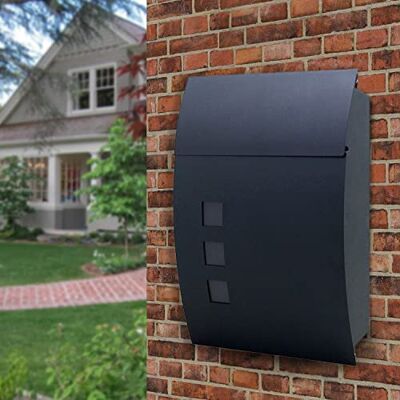 AuraHome DWD® Postbox, Sleek Curvy Modern Wall-Mounted Lockable Post Letter Box with Viewing Windows,Keys, Easy to Install, Anthracite Grey Smart Design Weatherproof AuraHome DWD® Postbox, Sleek Curvy Modern Wall-Mounted Lockable Post Letter Box with Viewing Windows,Keys, Easy to Install, Anthracite Grey Smart Design Weatherproof