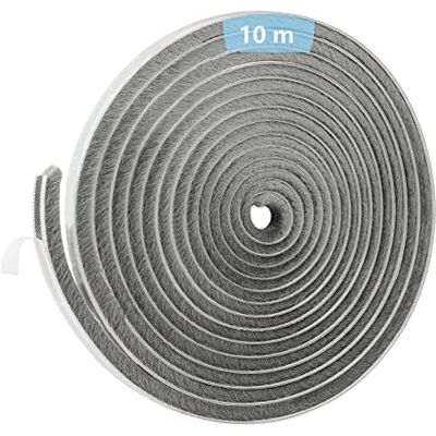 ZhenSFlourish Draft Excluder for Doors 10 Meters(L) x 9 mm(W) x 9mm(T), Self-Adhesive Windows Frame Draught Excluder, Patio Door Draft Excluder, Sliding Door Brush Strips, Blocks Draft, Noise (Gray) ZhenSFlourish Draft Excluder for Doors 10 Meters(L) x 9 mm(W) x 9mm(T), Self-Adhesive Windows Frame Draught Excluder, Patio Door Draft Excluder, Sliding Door Brush Strips, Blocks Draft, Noise (Gray)