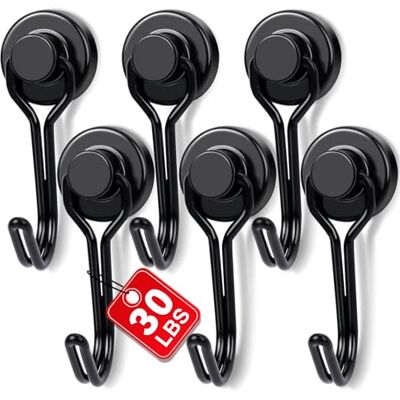 E BAVITE Magnetic Hooks, 30lbs+ Magnet Hook 2025 Cruise Cabin Ship Essentials Heavy Duty Strong Magnets Refrigerator Fridge Hanging for Classroom Beach Vacation Kitchen Grills Home 6pcs (Black) E BAVITE Magnetic Hooks, 30lbs+ Magnet Hook 2025 Cruise Cabin Ship Essentials Heavy Duty Strong Magnets Refrigerator Fridge Hanging for Classroom Beach Vacation Kitchen Grills Home 6pcs (Black)