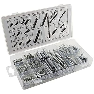 Elalove Set of 200, tension springs with hooks and tension springs made of spring steel, spiral spring in 20 sizes as compression springs assortment for tools and devices Elalove Set of 200, tension springs with hooks and tension springs made of spring steel, spiral spring in 20 sizes as compression springs assortment for tools and devices