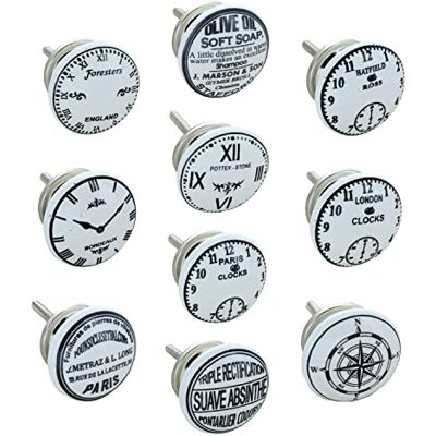 G Decor The Time Clock Assorted Designs Ceramic Door Knobs, Vintage, Shabby Chic, Interior Furniture, Cabinet Cupboard Wardrobe Drawers Pulls Handles (8-Pack) G Decor The Time Clock Assorted Designs Ceramic Door Knobs, Vintage, Shabby Chic, Interior Furniture, Cabinet Cupboard Wardrobe Drawers Pulls Handles (8-Pack)