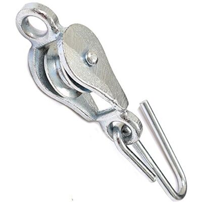 Ironmongery World Heavy Duty Galvanised Washing Line Pulley with Hook Ironmongery World Heavy Duty Galvanised Washing Line Pulley with Hook