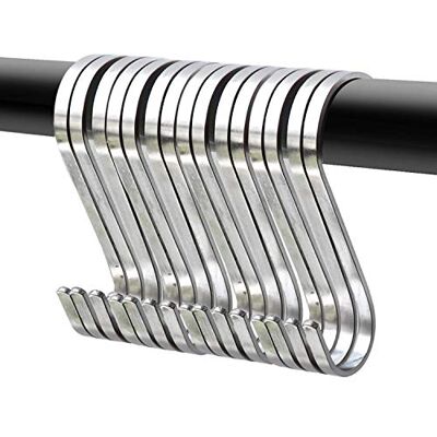 YourGift 20 Pack Flat S Hooks Stainless Steel 3" S Shaped Hanging Hooks for Kitchen, Bathroom, Bedroom and Office (Medium) YourGift 20 Pack Flat S Hooks Stainless Steel 3" S Shaped Hanging Hooks for Kitchen, Bathroom, Bedroom and Office (Medium)