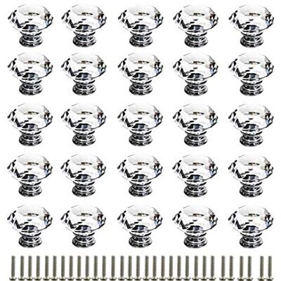 KAHEIGN 25Pcs Crystal Door Knob, 30MM Diamond Drawer Knobs Crystal Door Handles Diamond Pulls for Home Kitchen Office Chest Cabinet Drawer (wiht 25Pcs Screw) KAHEIGN 25Pcs Crystal Door Knob, 30MM Diamond Drawer Knobs Crystal Door Handles Diamond Pulls for Home Kitchen Office Chest Cabinet Drawer (wiht 25Pcs Screw)