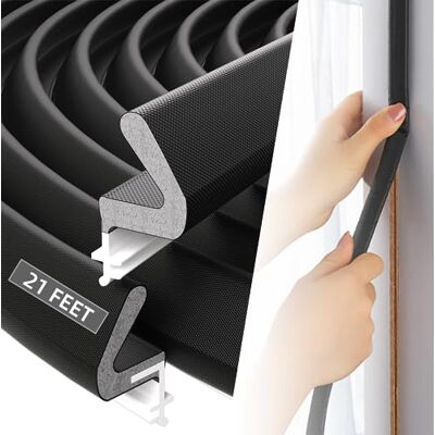 ESUFEIR 21Ft/6.5M Q-Lon Kerf Weather Strip Door Frame Seal,Black PU Foam Draft Excluder,Sound Proofing Window Gasket Seal Replacement,Front Door Sealing Draught Window Cold Blocker ESUFEIR 21Ft/6.5M Q-Lon Kerf Weather Strip Door Frame Seal,Black PU Foam Draft Excluder,Sound Proofing Window Gasket Seal Replacement,Front Door Sealing Draught Window Cold Blocker