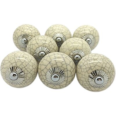 G Decor Cream Crackle Handmade Design Round Ceramic Door Knobs, Vintage, Shabby Chic, Interior Furniture, Cabinet Wardrobe Cupboard Drawers Pulls Handles (8-Pack) G Decor Cream Crackle Handmade Design Round Ceramic Door Knobs, Vintage, Shabby Chic, Interior Furniture, Cabinet Wardrobe Cupboard Drawers Pulls Handles (8-Pack)