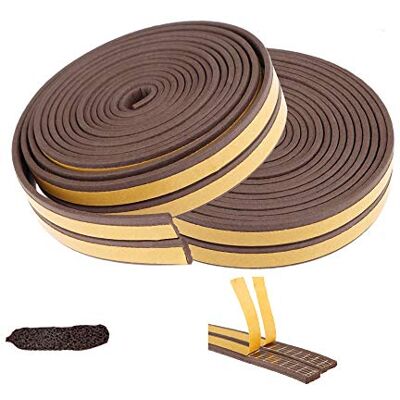 LIKERAINY Door Window Draft Excluder Tape Self-Adhesive EPDM Draught Excluder Strip Foam Seal Soundproofing Rubber Weatherstrip I-Type Brown (2 Rolls Total 33 Meters) LIKERAINY Door Window Draft Excluder Tape Self-Adhesive EPDM Draught Excluder Strip Foam Seal Soundproofing Rubber Weatherstrip I-Type Brown (2 Rolls Total 33 Meters)