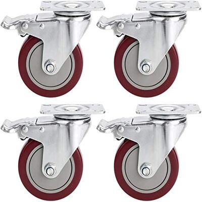 VOLUKER - Set of 4 swivel casters 100mm with brake - Max 400kg VOLUKER - Set of 4 swivel casters 100mm with brake - Max 400kg