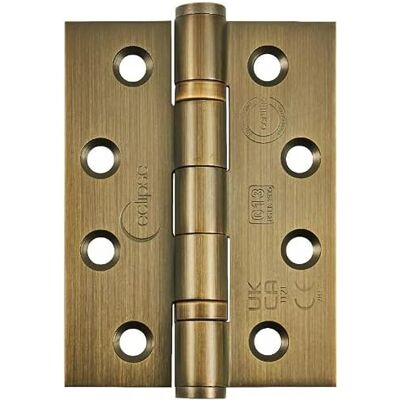 ECLIPSE Stainless Steel Ball Bearing Door Hinges, 4 Inch 102mm, Grade 13, Fire Rated, One Pair & Screws (Antique Brass) ECLIPSE Stainless Steel Ball Bearing Door Hinges, 4 Inch 102mm, Grade 13, Fire Rated, One Pair & Screws (Antique Brass)