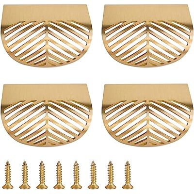 RZDEAL Solid Brass Cabinet Handles Brushed Gold Leaf Knobs and Pulls for Dresser Drawer Handles 2-3/8" Length (4Pcs) RZDEAL Solid Brass Cabinet Handles Brushed Gold Leaf Knobs and Pulls for Dresser Drawer Handles 2-3/8" Length (4Pcs)