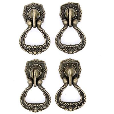 LXZ 4 PCs Vintage Antique Brass Pendant Ring Pulls Drop Handles Knobs with Single Mounting Hole for Drawer Cabinet Dresser Wardrobe Cupboard (Height 2-11/64-in, Width 1-29/64-in) LXZ 4 PCs Vintage Antique Brass Pendant Ring Pulls Drop Handles Knobs with Single Mounting Hole for Drawer Cabinet Dresser Wardrobe Cupboard (Height 2-11/64-in, Width 1-29/64-in)