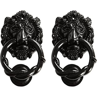 Hammer and Tongs Lion Head Door Knocker H150mm Black Pack of 2 Hammer and Tongs Lion Head Door Knocker H150mm Black Pack of 2