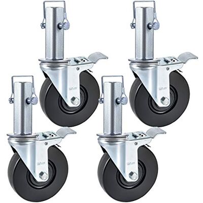 VEVOR 4 Pack 5Inch Scaffolding Rubber Swivel Caster Wheels with Dual Locking Heavy Duty Casters 1.26 Inch Square Stem 440LBS Capacity per Wheel VEVOR 4 Pack 5Inch Scaffolding Rubber Swivel Caster Wheels with Dual Locking Heavy Duty Casters 1.26 Inch Square Stem 440LBS Capacity per Wheel