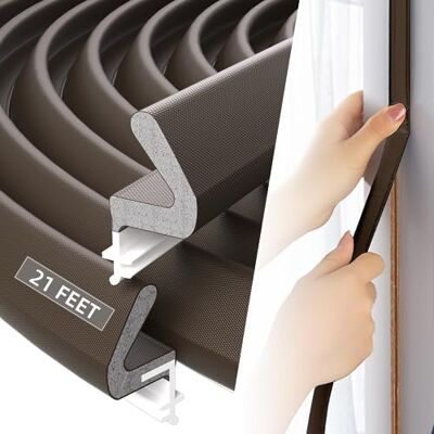 ESUFEIR 21Ft/6.5M Q-Lon Kerf Weather Strip Door Frame Seal,Brown PU Foam Draft Excluder,Sound Proofing Window Gasket Seal Replacement,Front Door Sealing Draught Window Cold Blocker ESUFEIR 21Ft/6.5M Q-Lon Kerf Weather Strip Door Frame Seal,Brown PU Foam Draft Excluder,Sound Proofing Window Gasket Seal Replacement,Front Door Sealing Draught Window Cold Blocker