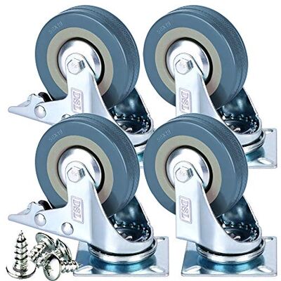 DSL Daily Supply Ltd. DSL Heavy Duty Braked 50mm Swivel Castor Wheels Trolley – Caster Wheels Set of 4 – Rubbered Castors for Furniture – Upto 200KG + Free Fitting Heavy Duty Rubber Castor Wheels with Smooth Swivel, Secure Brake and Plate Fitting Idea DSL Daily Supply Ltd. DSL Heavy Duty Braked 50mm Swivel Castor Wheels Trolley – Caster Wheels Set of 4 – Rubbered Castors for Furniture – Upto 200KG + Free Fitting Heavy Duty Rubber Castor Wheels with Smooth Swivel, Secure Brake and Plate Fitting Idea