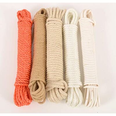 EVERLASTO 5 Pack Assorted 10m Ropes Sash Cords Pulley Lines EVERLASTO 5 Pack Assorted 10m Ropes Sash Cords Pulley Lines