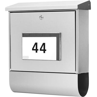Burg-Wachter Burg Wächter Burg-Wächter Letter Box with Newspaper Compartment and Illuminated House Number, Galvanised Steel, DIN C4, Includes 2 Keys, Malaga 4400 SI, Silver, (W x H x D) 377 x 420 x 115 mm Burg-Wachter Burg Wächter Burg-Wächter Letter Box with Newspaper Compartment and Illuminated House Number, Galvanised Steel, DIN C4, Includes 2 Keys, Malaga 4400 SI, Silver, (W x H x D) 377 x 420 x 115 mm