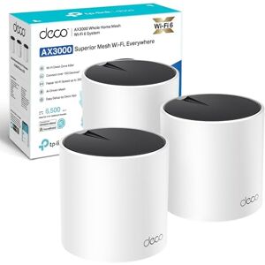 TP-LINK Deco X55(3-pack) AX3000Mbps AI-Driven Whole Home Mesh WiFi 6 System, 3x Gigabit Ports, WiFi Booster Coverage up to 6,500 ft2, Connect up to 150 devices, HomeShield Security TP-LINK Deco X55(3-pack) AX3000Mbps AI-Driven Whole Home Mesh WiFi 6 System, 3x Gigabit Ports, WiFi Booster Coverage up to 6,500 ft2, Connect up to 150 devices, HomeShield Security