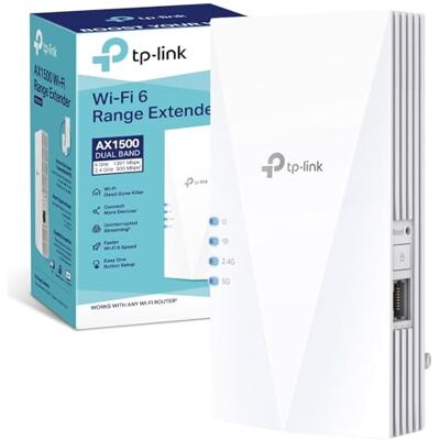 TP-LINK RE500X WiFi 6 AX1500Mbps, WiFi Extender Booster, Internet Booster, Gigabit Ethernet Port, WiFi Booster Range Extender, EasyMesh, Access Point, WiFi Repeater, App Control Easy Setup, UK Plug TP-LINK RE500X WiFi 6 AX1500Mbps, WiFi Extender Booster, Internet Booster, Gigabit Ethernet Port, WiFi Booster Range Extender, EasyMesh, Access Point, WiFi Repeater, App Control Easy Setup, UK Plug
