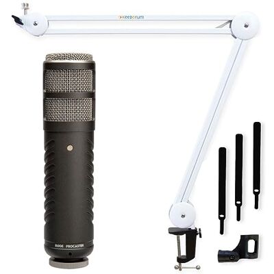 RØDE Rode Procaster Microphone + Keepdrum MS138 Articulated Arm Tripod White RØDE Rode Procaster Microphone + Keepdrum MS138 Articulated Arm Tripod White