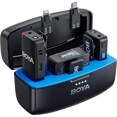 Boya MIC Wireless Lavalier Microphone for iPhone Android Smartphone Camera, Onboard Recording, 200M Range, Clip on Wireless Lapel Microphone for Live Streaming Video Podcast Recording Boya MIC Wireless Lavalier Microphone for iPhone Android Smartphone Camera, Onboard Recording, 200M Range, Clip on Wireless Lapel Microphone for Live Streaming Video Podcast Recording