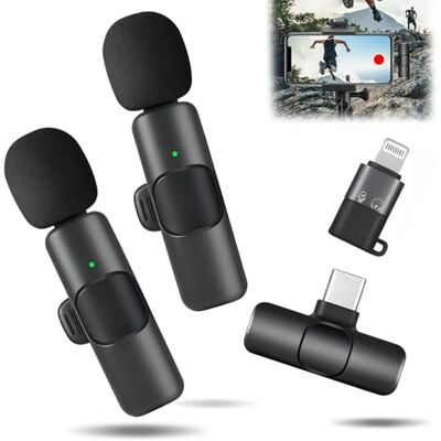 Chersun Wireless Lavalier Microphone for Iphone Android, 2 Mini Clip-on Microphone with Noise Reduction and Clear Sound, USB-C Rode Lapel Mic Wireless for Video Recording, Vlogging, TikTok, YouTube Chersun Wireless Lavalier Microphone for Iphone Android, 2 Mini Clip-on Microphone with Noise Reduction and Clear Sound, USB-C Rode Lapel Mic Wireless for Video Recording, Vlogging, TikTok, YouTube
