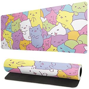 Brecoy Kawaii Cats Gaming Mouse Pad, Extended Large Mouse Mat Desk Pad, Big Computer Keyboard Desk Pad, Stitched Edges Mousepad, 3mm Thick Long Non-Slip Rubber Base Mice Pad, 31.5 X 11.8 Inch Brecoy Kawaii Cats Gaming Mouse Pad, Extended Large Mouse Mat Desk Pad, Big Computer Keyboard Desk Pad, Stitched Edges Mousepad, 3mm Thick Long Non-Slip Rubber Base Mice Pad, 31.5 X 11.8 Inch