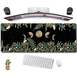 DCJJM Green Tropical Leaves Desk Mat Black Mouse Pad Cute Anime Moon Deskmat, Women Office Decor Computer Laptop Keyboard Mouse Mat, XL Large Gaming Mousepad Desk Pad with Stitched Edge 31.5''x11.8'' DCJJM Green Tropical Leaves Desk Mat Black Mouse Pad Cute Anime Moon Deskmat, Women Office Decor Computer Laptop Keyboard Mouse Mat, XL Large Gaming Mousepad Desk Pad with Stitched Edge 31.5''x11.8''